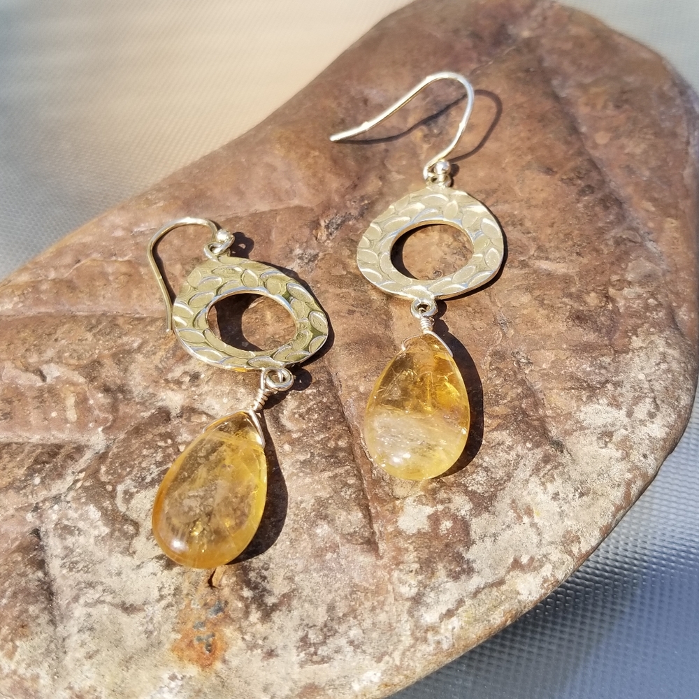Lucoral 925 Sterling Vermeil & Citrine\ Earrings - Picture 1 of 5